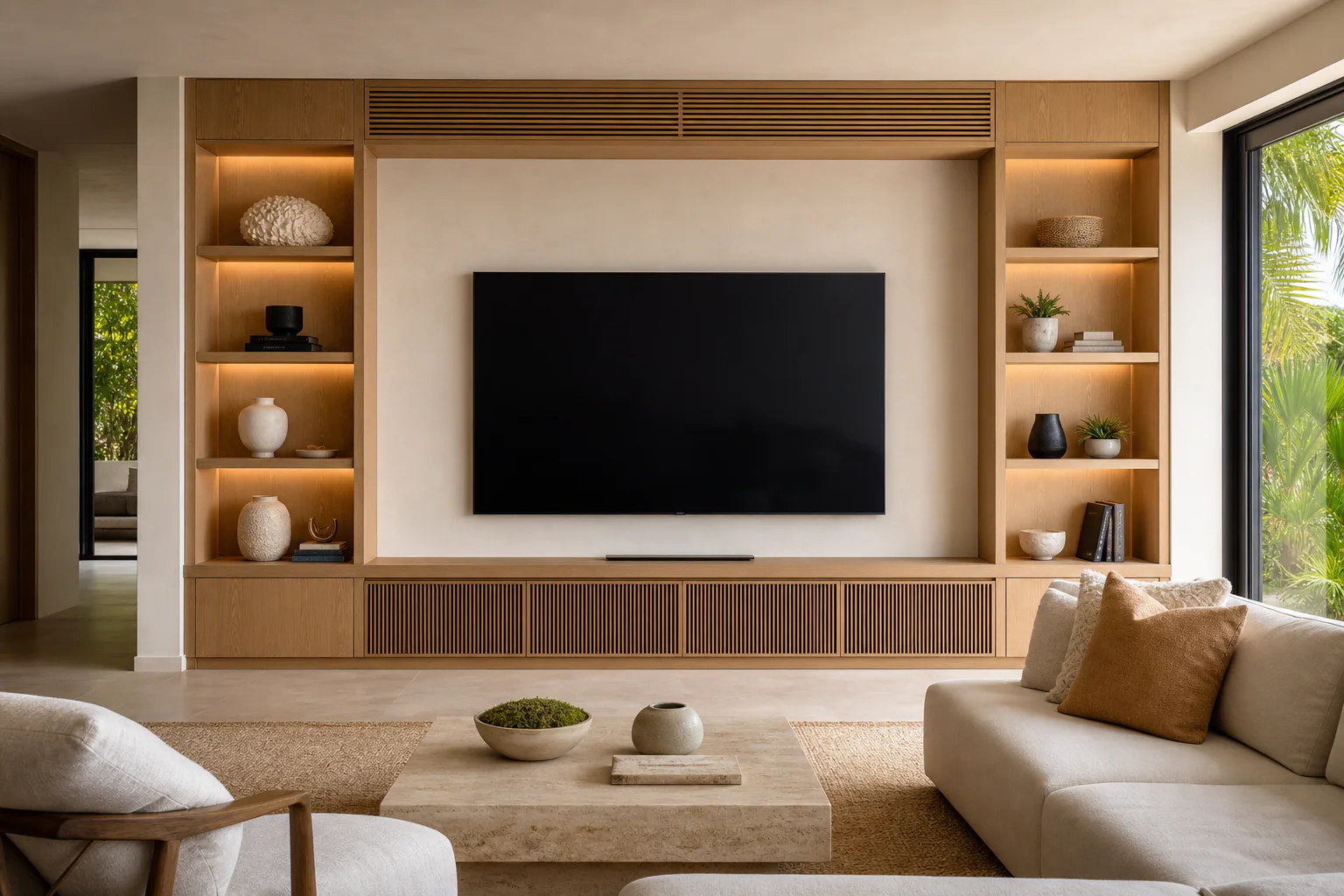 Custom built-in cabinetry and media storage