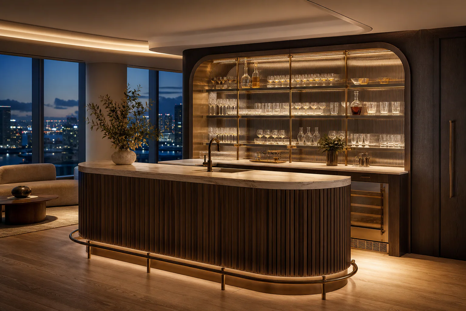 Custom home bar in a Miami residence